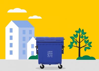 Which waste goes into the blue bin or container?